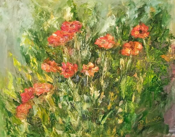 Lienzo "Amapolas" 81x65, Rosa María González Sierra, Pintora Sevillana